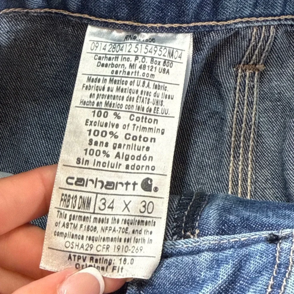 Carhartt FRB13 DNM Flame Resistant Carpenter Jeans 34x30 Original Fit Workwear